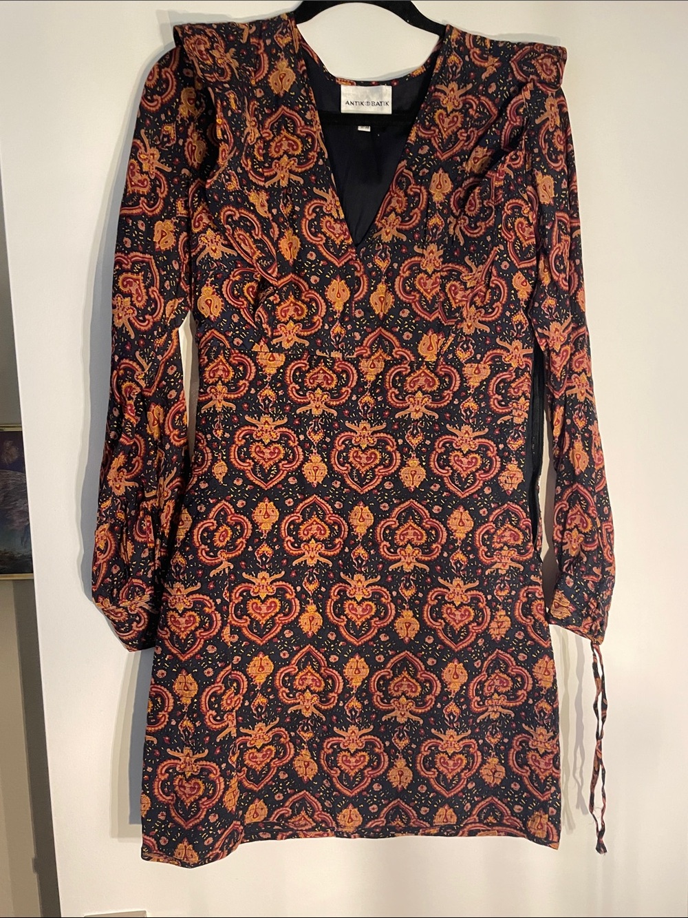 Antik Batik Mylo Ruffle Trimmed Printed Crepe Mini Dress Paisley Womens Size S